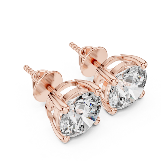 Rose Gold Solitaire Diamond Stud Earrings