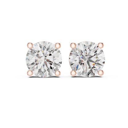 Rose Gold Solitaire Diamond Stud Earrings