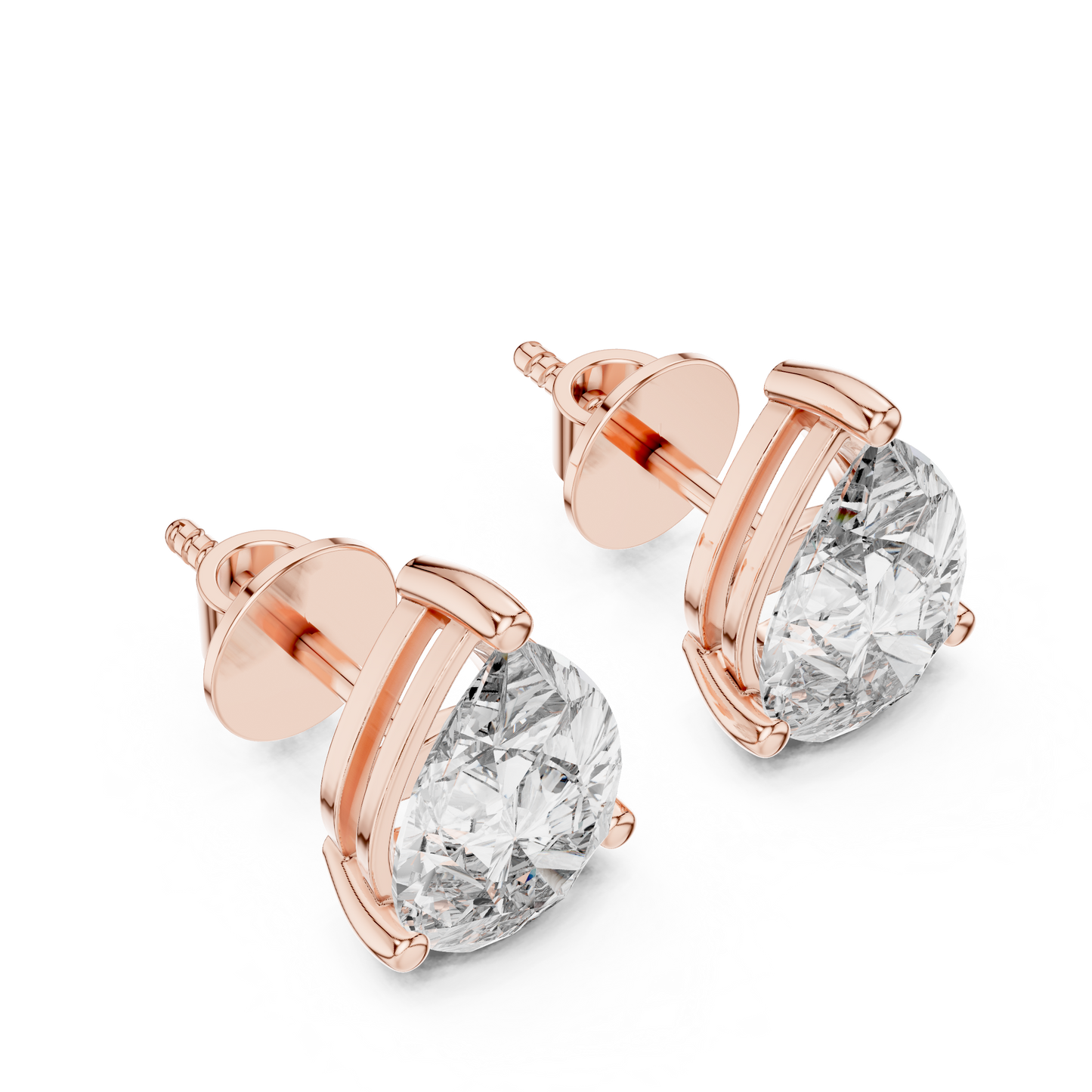 Pear Diamond Stud Earrings | 18K Rose Gold | Minimal Elegant Sparkle – PureCarat