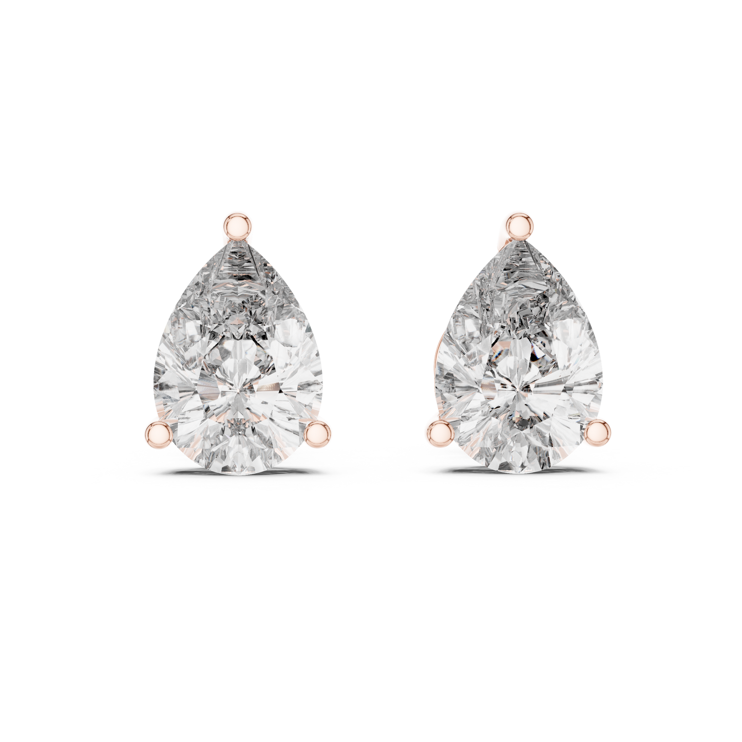Pear Diamond Stud Earrings | 18K Rose Gold | Minimal Elegant Sparkle – PureCarat