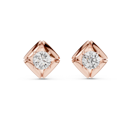 Rose Gold Solitaire Diamond Stud Earrings