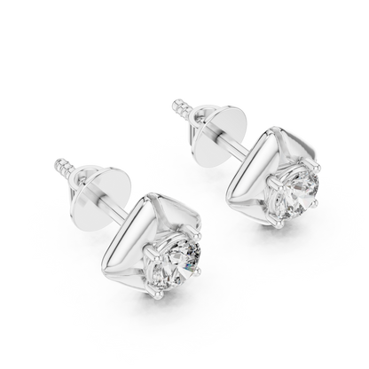 Rose Gold Solitaire Diamond Stud Earrings