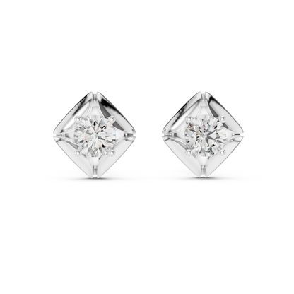 Rose Gold Solitaire Diamond Stud Earrings