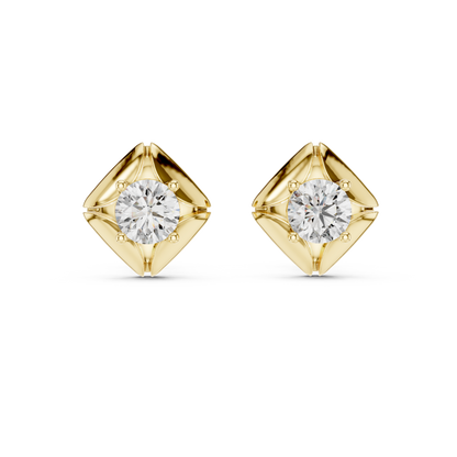 Rose Gold Solitaire Diamond Stud Earrings
