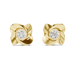Rose Gold Floral Diamond Stud Earrings – Elegant Petal Design