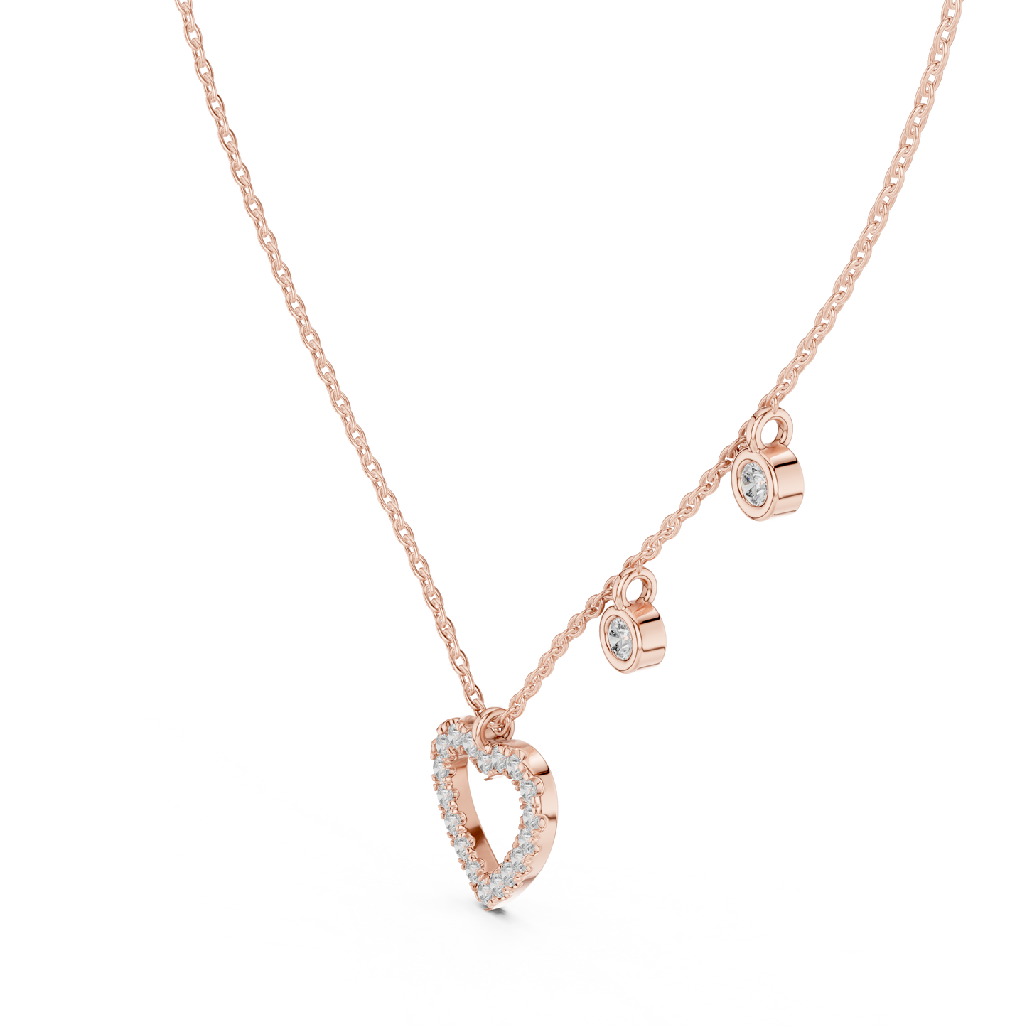 Heart Shape Diamond Pendant Necklace | 18K Rose Gold | Delicate Sparkle Design – PureCarat