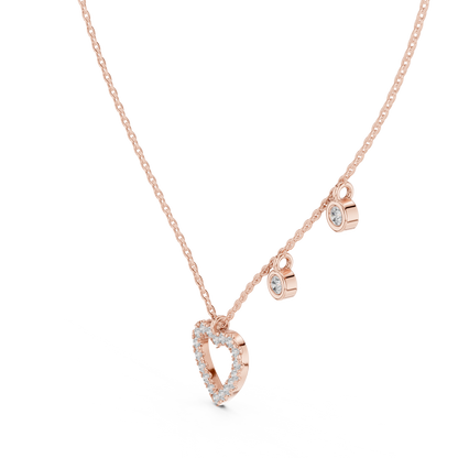 Heart Shape Diamond Pendant Necklace | 18K Rose Gold | Delicate Sparkle Design – PureCarat