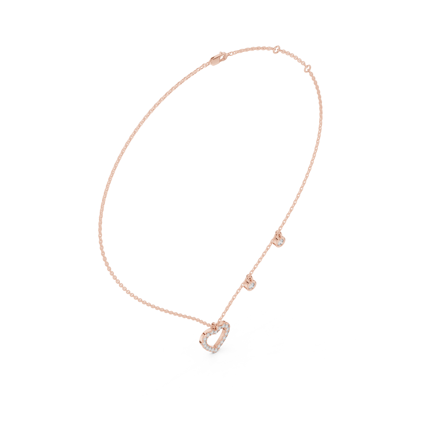 Heart Shape Diamond Pendant Necklace | 18K Rose Gold | Delicate Sparkle Design – PureCarat