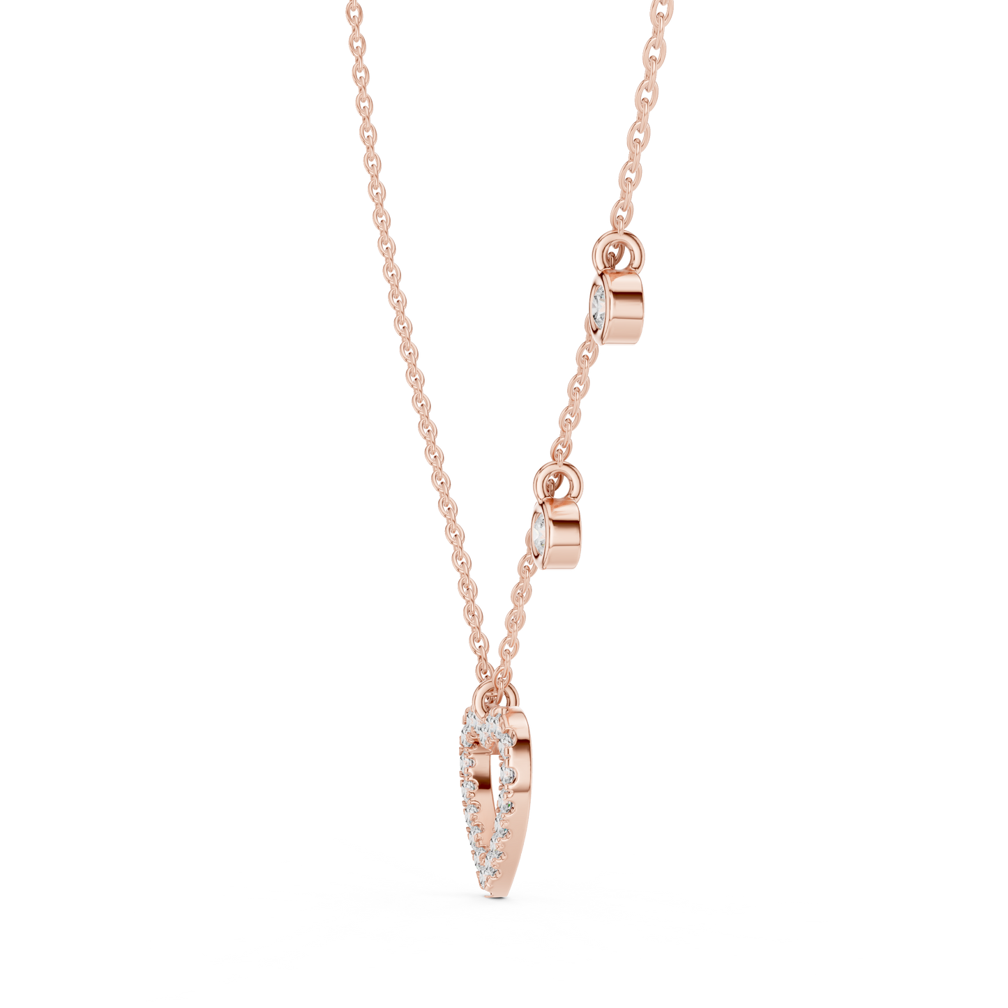 Heart Shape Diamond Pendant Necklace | 18K Rose Gold | Delicate Sparkle Design – PureCarat