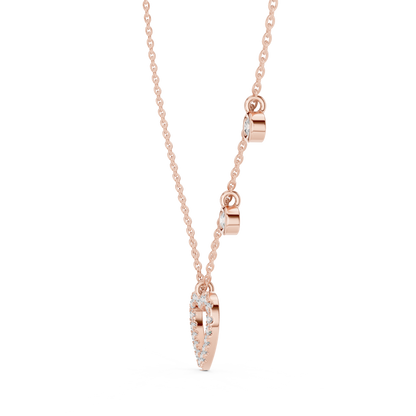 Heart Shape Diamond Pendant Necklace | 18K Rose Gold | Delicate Sparkle Design – PureCarat