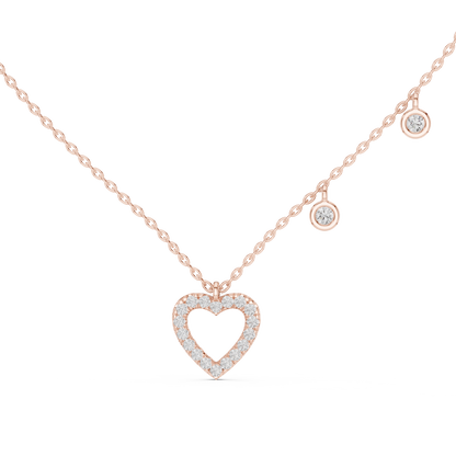 Heart Shape Diamond Pendant Necklace | 18K Rose Gold | Delicate Sparkle Design – PureCarat
