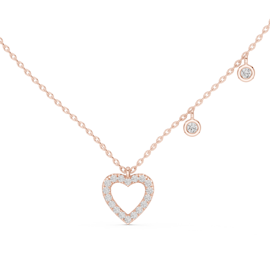 Heart Shape Diamond Pendant Necklace | 18K Rose Gold | Delicate Sparkle Design – PureCarat