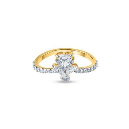 "Heart shaped diamond gold ring"