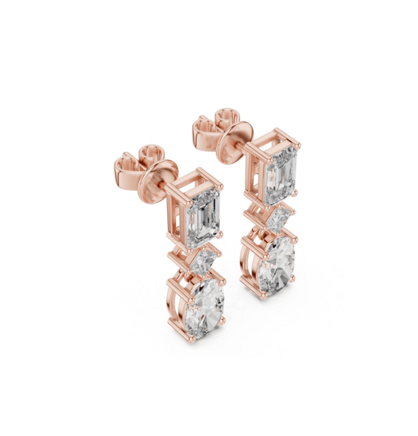 Emerald /Oval /Princess Cut Diamond Rose Gold 14 K Earring For Wommen |pure carat