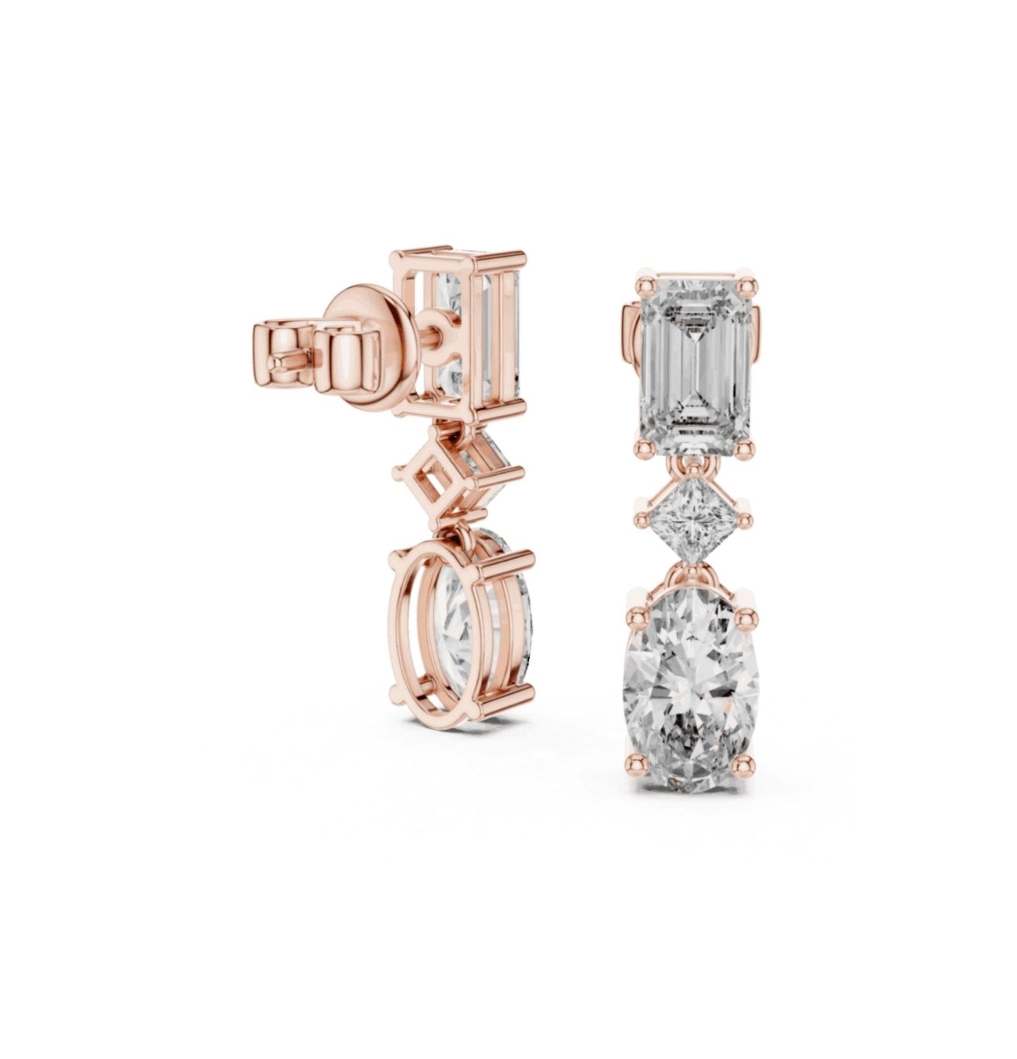 Emerald /Oval /Princess Cut Diamond Rose Gold 14 K Earring For Wommen |pure carat