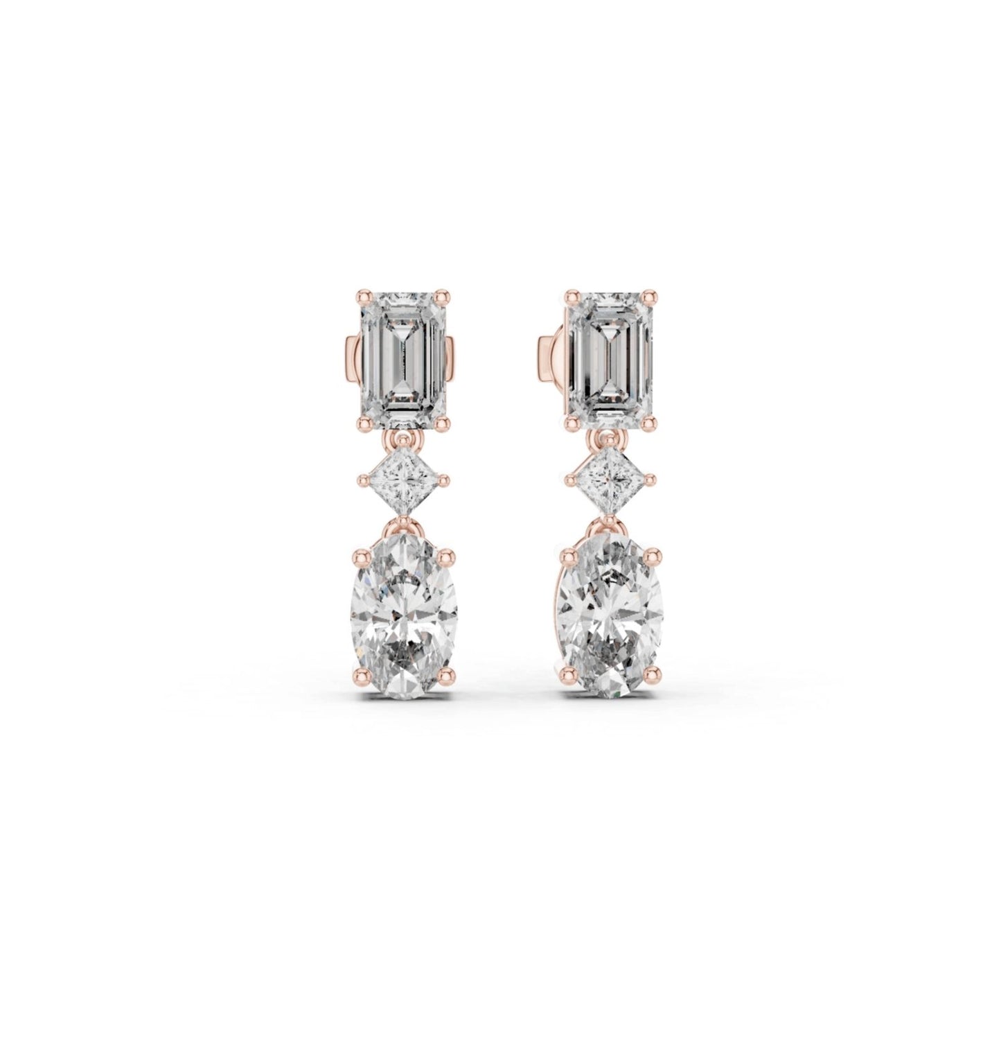 Emerald /Oval /Princess Cut Diamond Rose Gold 14 K Earring For Wommen |pure carat