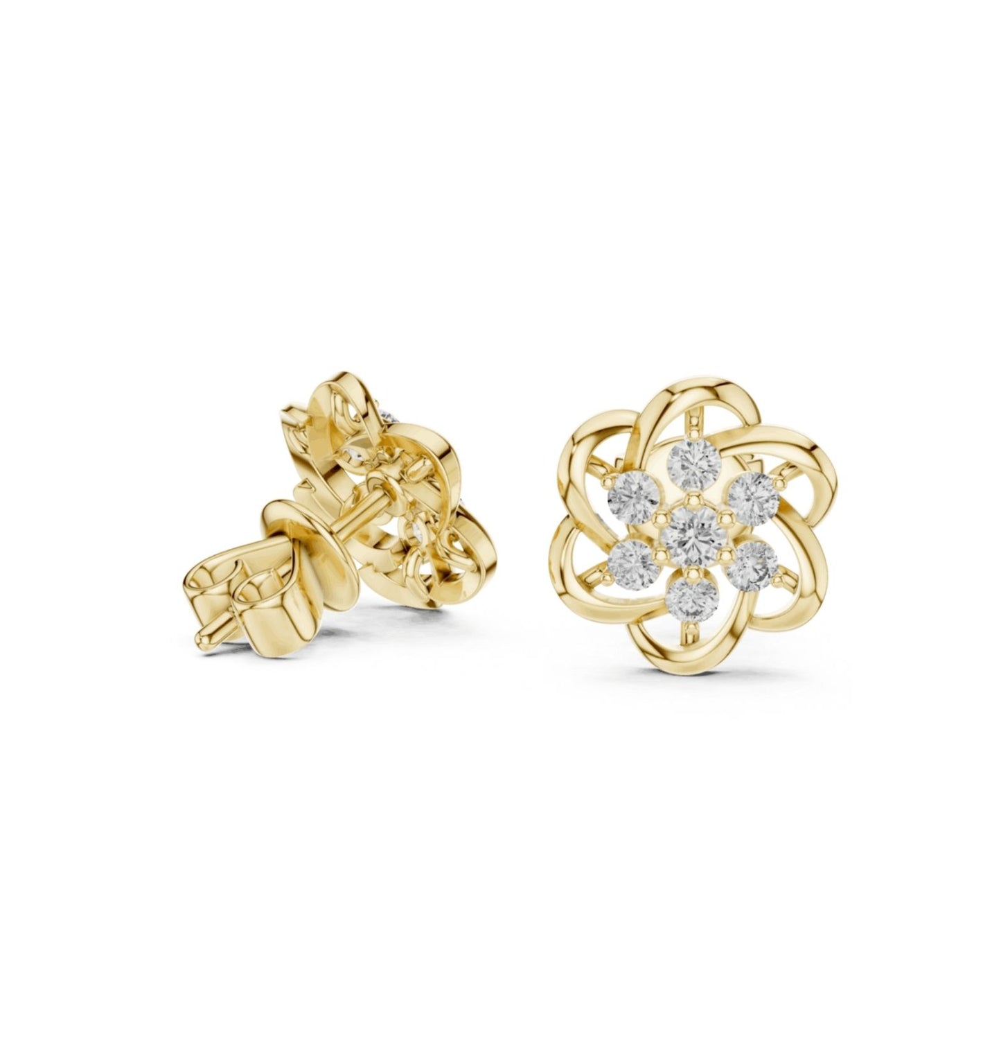 Round Cut Diamond Yellow Gold 14 K Earring For Wommen |pure carat