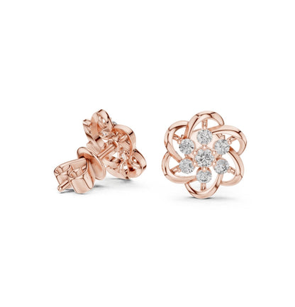 Round Cut Diamond Yellow Gold 14 K Earring For Wommen |pure carat
