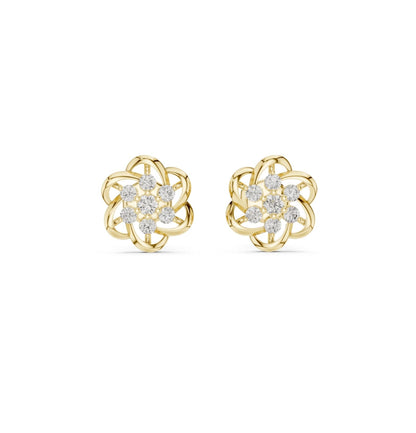Round Cut Diamond Yellow Gold 14 K Earring For Wommen |pure carat
