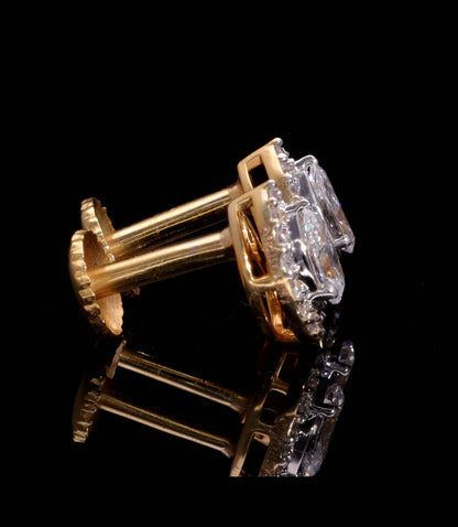 9Kt Yellow Gold Round & Pear Cut Diamond Earrings for Women Engagement Wear Pure Carat