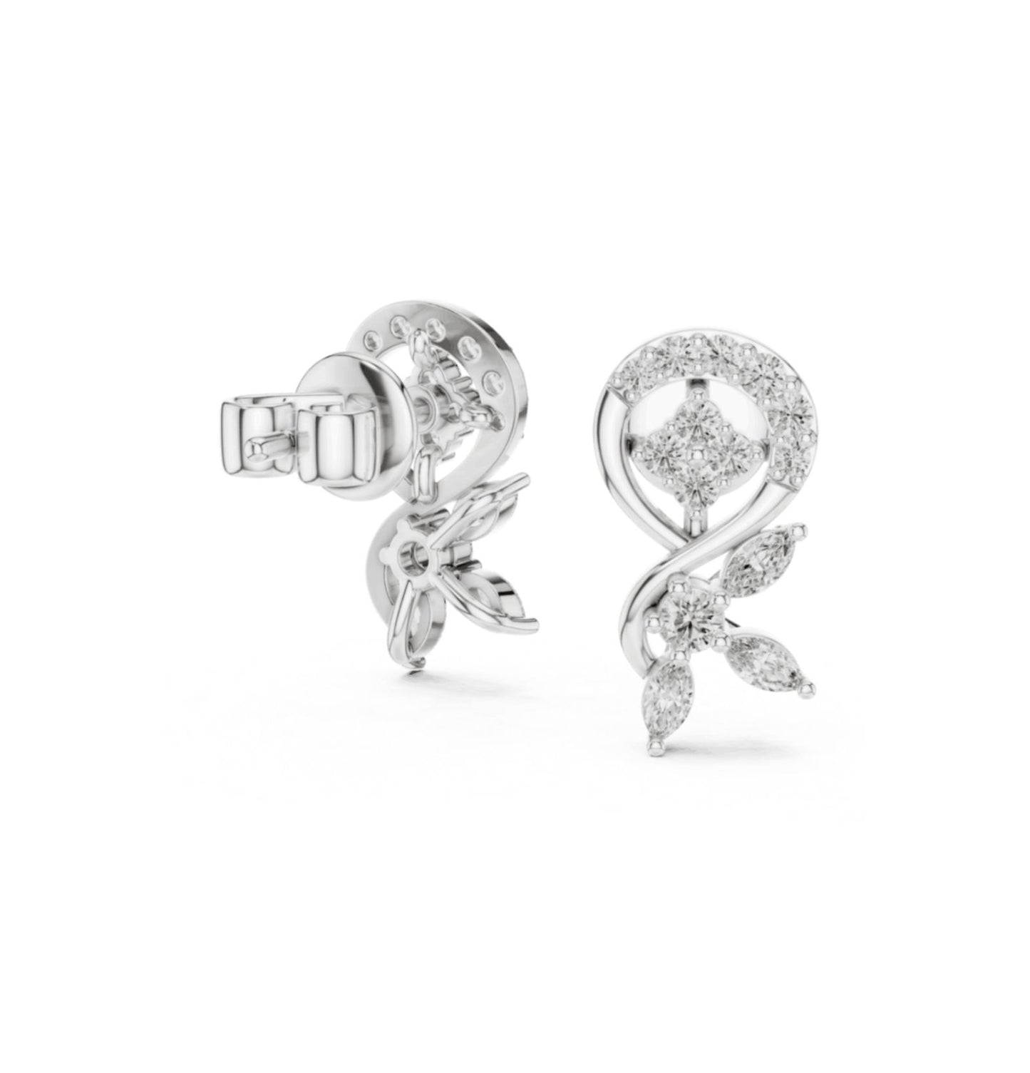 Marquise & Round  Cut Diamond Pink Gold 14 K Earring For Wommen |pure carat