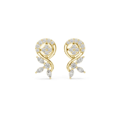 Marquise & Round  Cut Diamond Pink Gold 14 K Earring For Wommen |pure carat