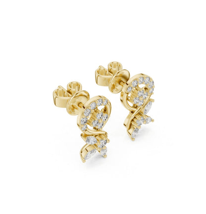 Marquise & Round  Cut Diamond Pink Gold 14 K Earring For Wommen |pure carat