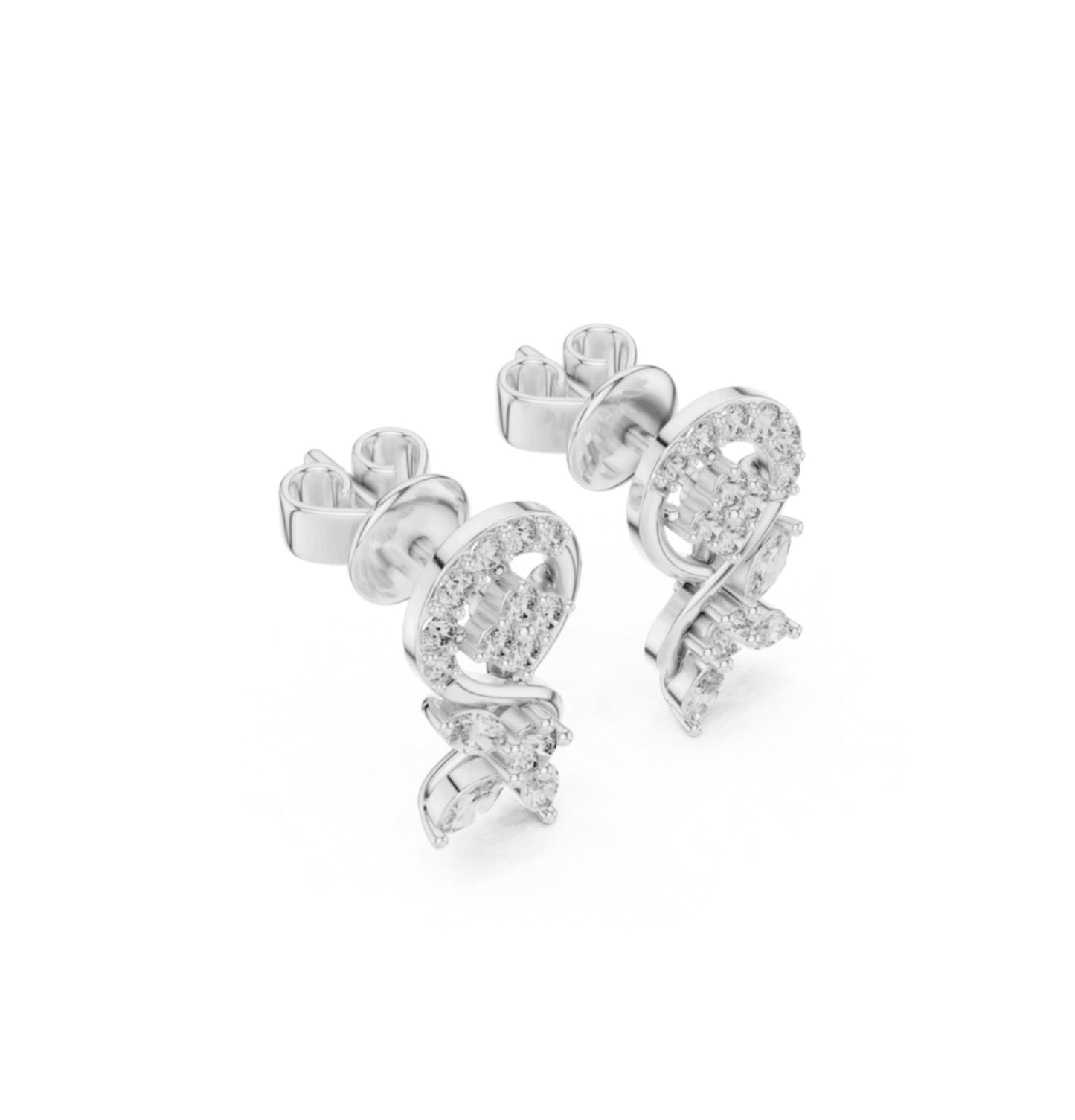 Marquise & Round  Cut Diamond Pink Gold 14 K Earring For Wommen |pure carat