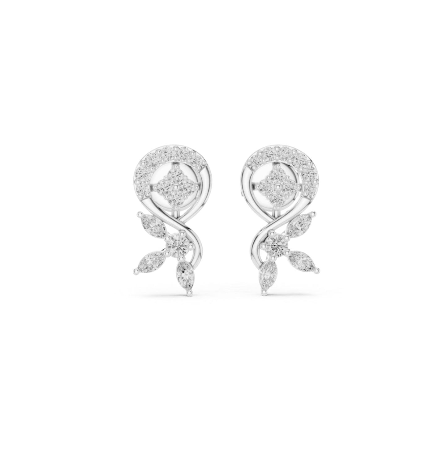 Marquise & Round  Cut Diamond Pink Gold 14 K Earring For Wommen |pure carat