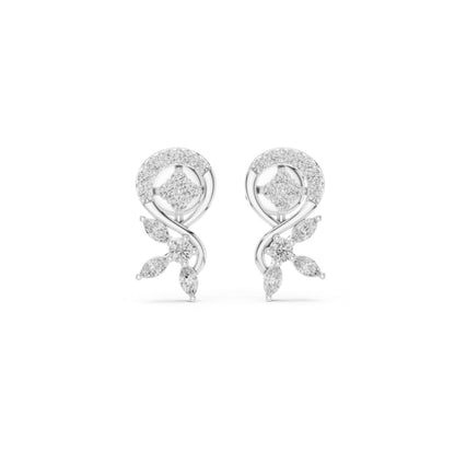 Marquise & Round  Cut Diamond Pink Gold 14 K Earring For Wommen |pure carat