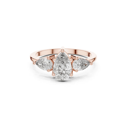 Pear Cut Diamond Rose Gold 14 K Ring For Wommen |pure carat
