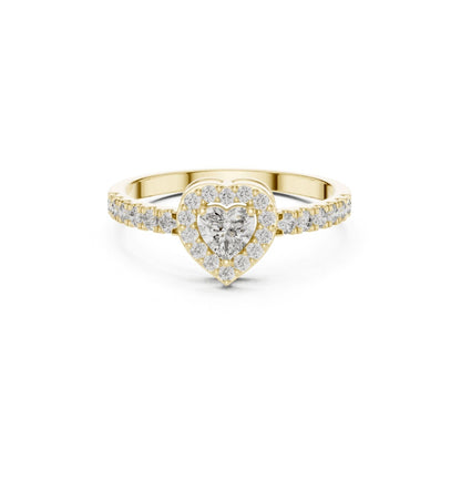 Round / Heart Cut Diamond Yellow Gold 14 K Ring For Wommen |pure carat