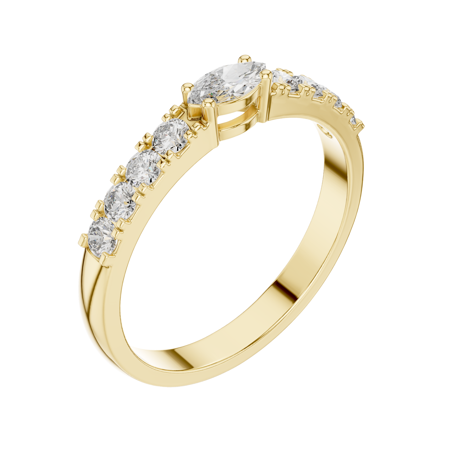 MRQ/Round  Cut Diamond Ring 14 K Yellow Gold Ring For Wommen |pure carat