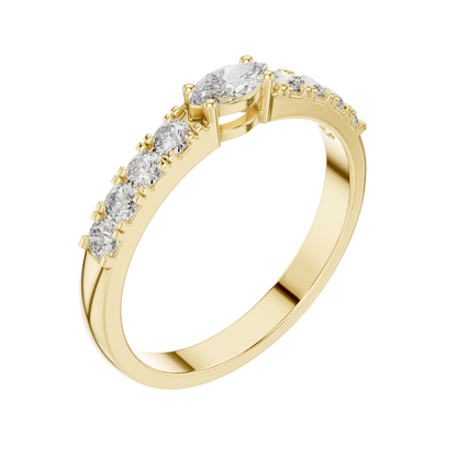 MRQ/Round  Cut Diamond Ring 14 K Yellow Gold Ring For Wommen |pure carat