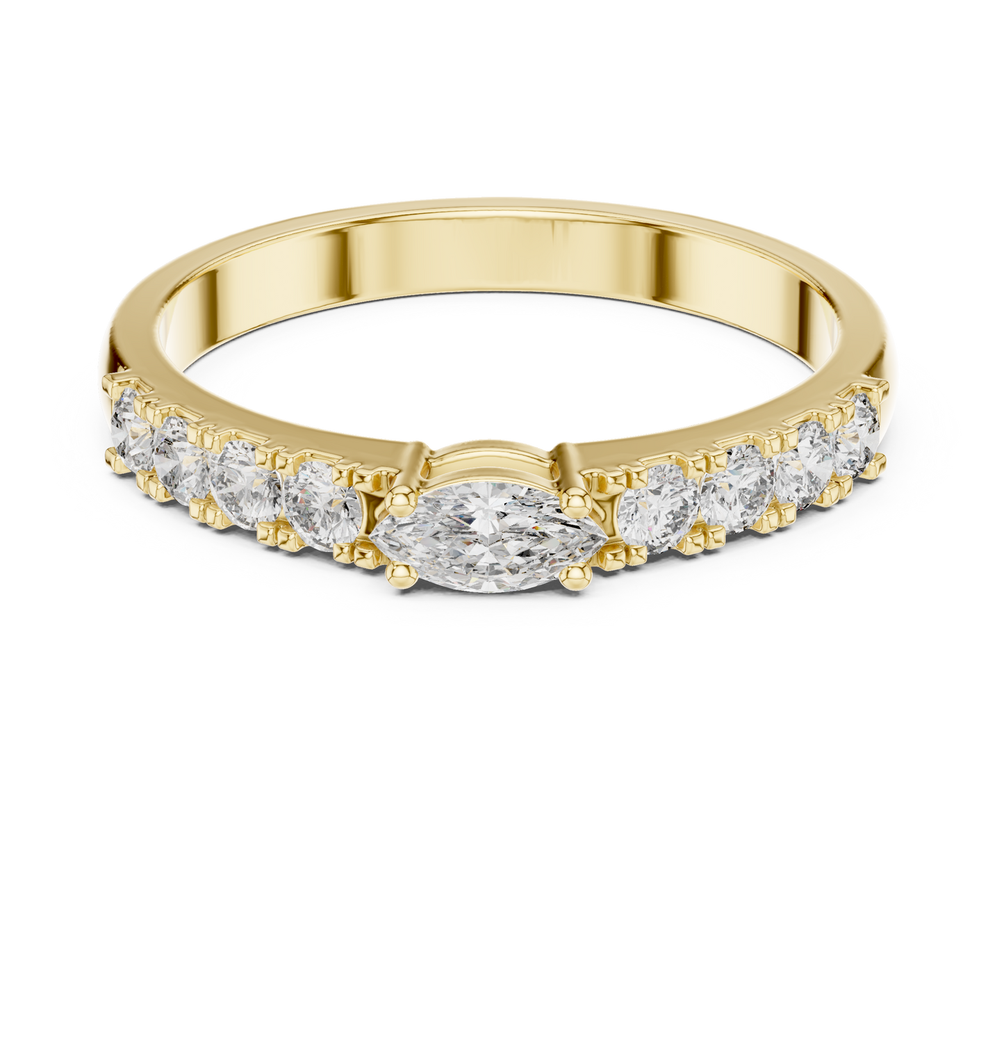 MRQ/Round  Cut Diamond Ring 14 K Yellow Gold Ring For Wommen |pure carat