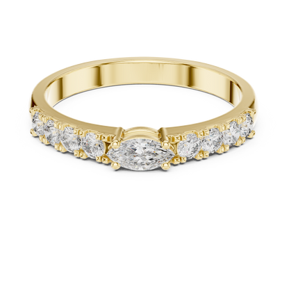 MRQ/Round  Cut Diamond Ring 14 K Yellow Gold Ring For Wommen |pure carat