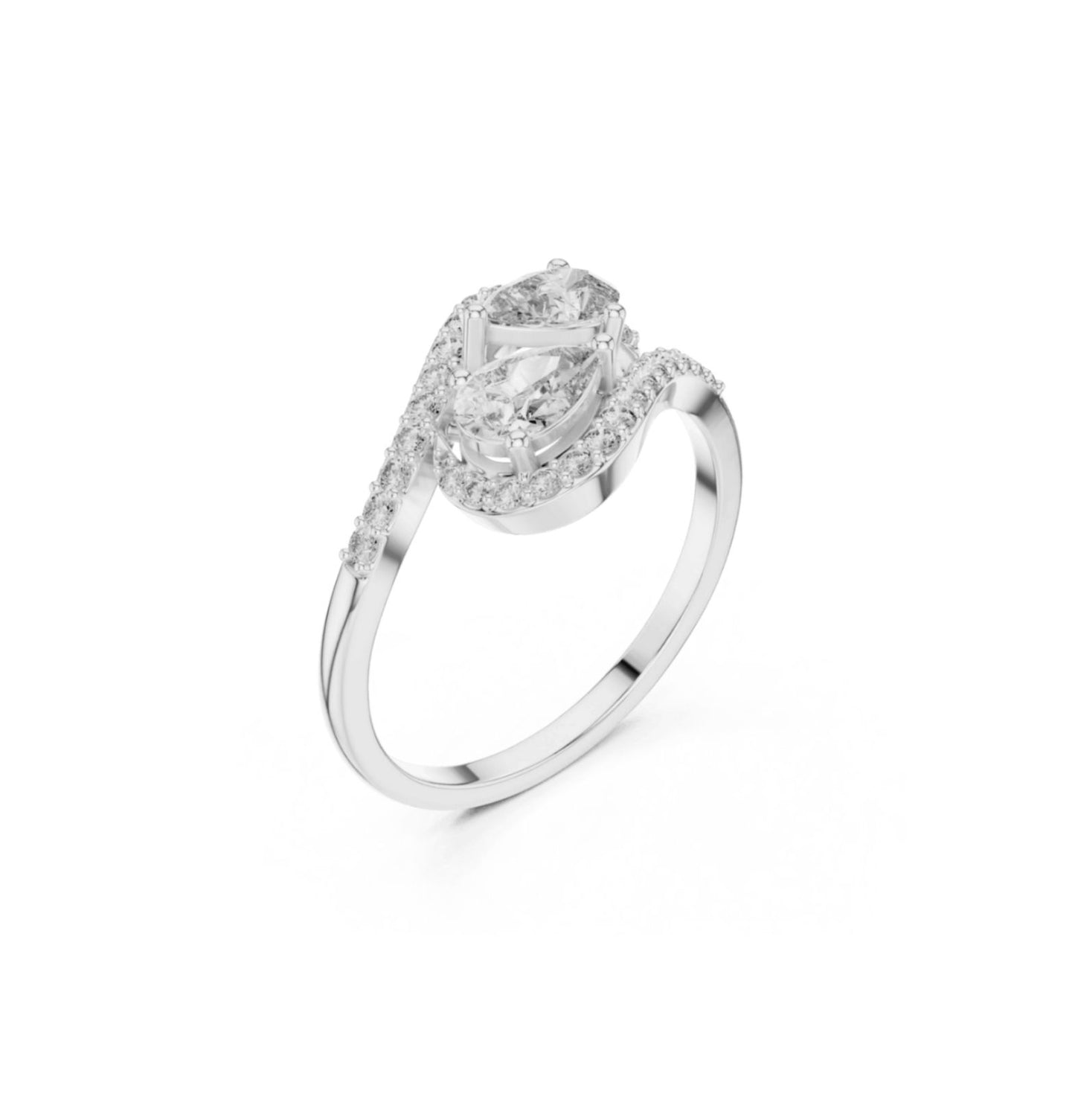 Round & Pear Cut Diamond Yellow 14 K Pink Gold Ring For Wommen |pure carat