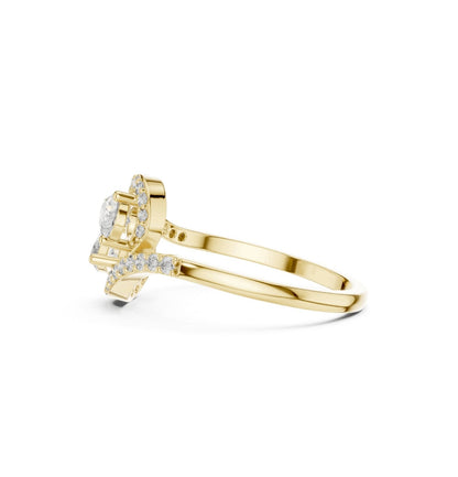 Round & Pear Cut Diamond Yellow 14 K Pink Gold Ring For Wommen |pure carat