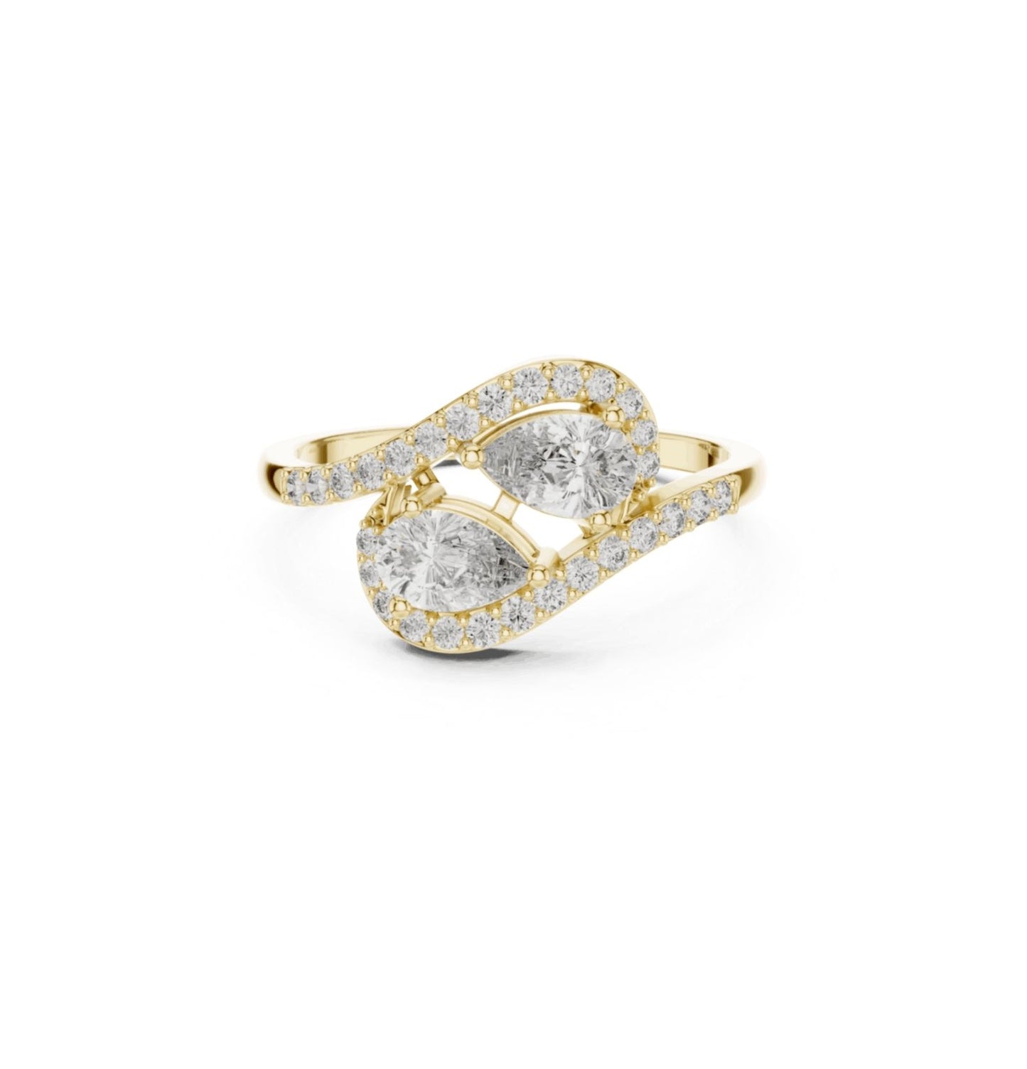 Round & Pear Cut Diamond Yellow 14 K Pink Gold Ring For Wommen |pure carat