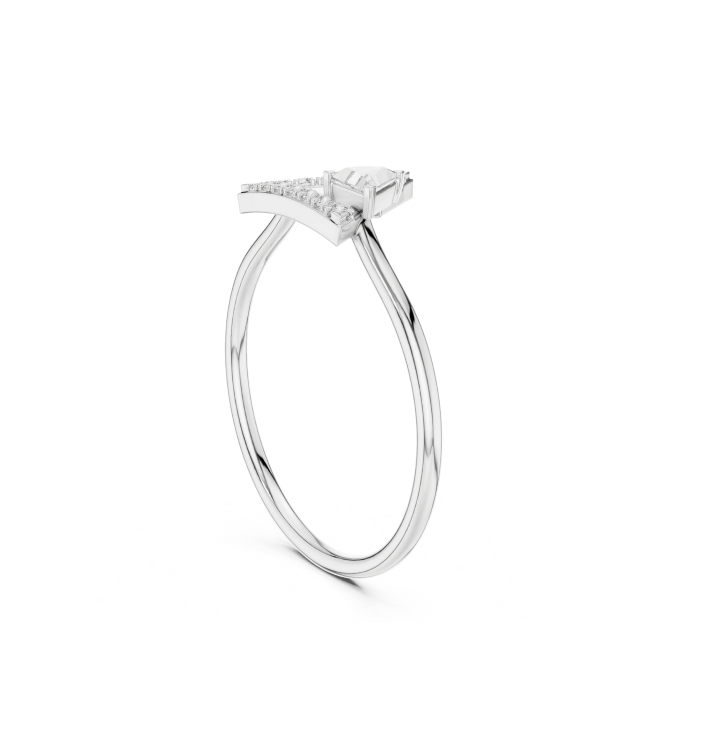 Triangle / Round Cut Diamond Yellow Gold 14 K Ring For Wommen |pure carat