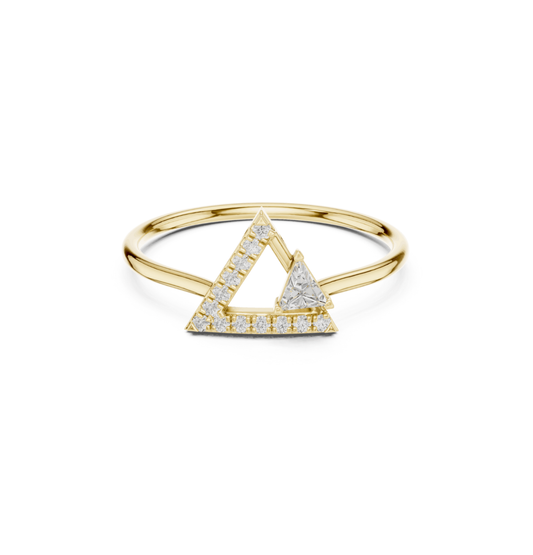 Triangle / Round Cut Diamond Yellow Gold 14 K Ring For Wommen |pure carat