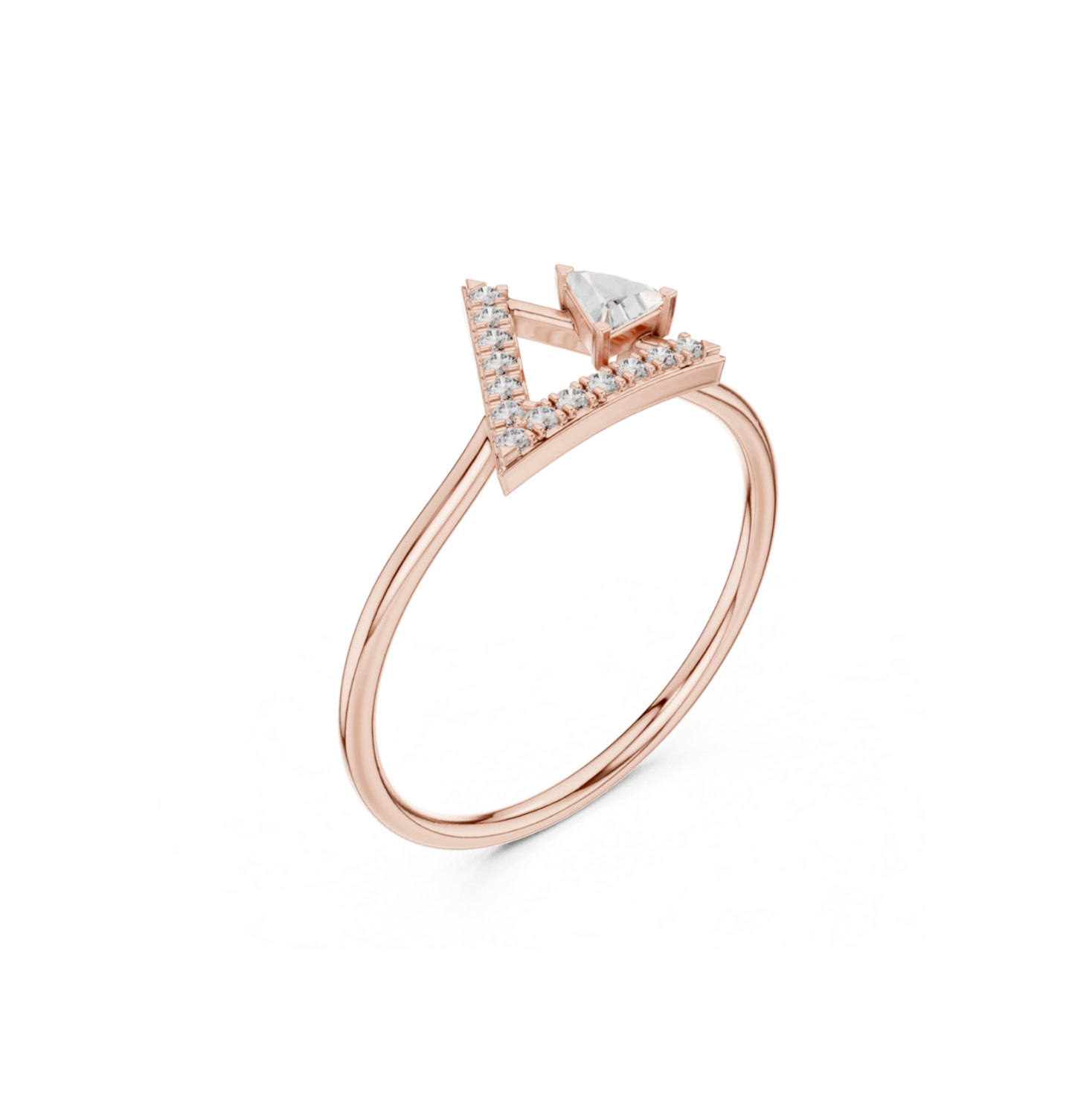 Triangle / Round Cut Diamond Yellow Gold 14 K Ring For Wommen |pure carat