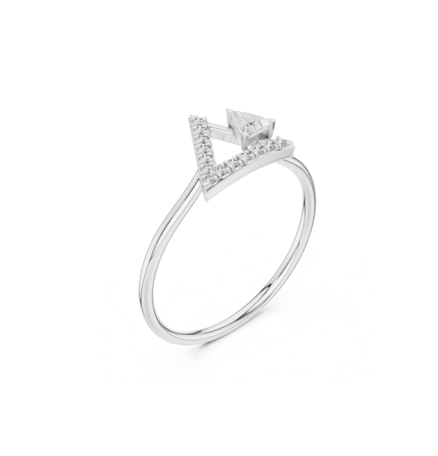 Triangle / Round Cut Diamond Yellow Gold 14 K Ring For Wommen |pure carat