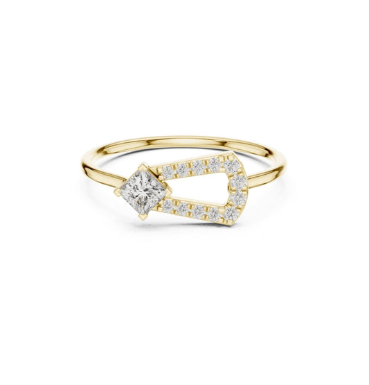 PRI / Round Cut Diamond Yellow Gold 14 K White Ring For Wommen |pure carat