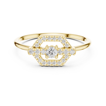 Round  Cut Diamond Ring 14 K Yellow Gold Ring For Wommen |pure carat