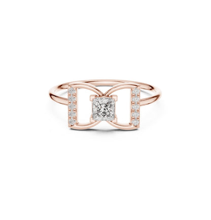 Princess / Round Cut Diamond Yellow Gold 14 K Ring For Wommen |pure carat
