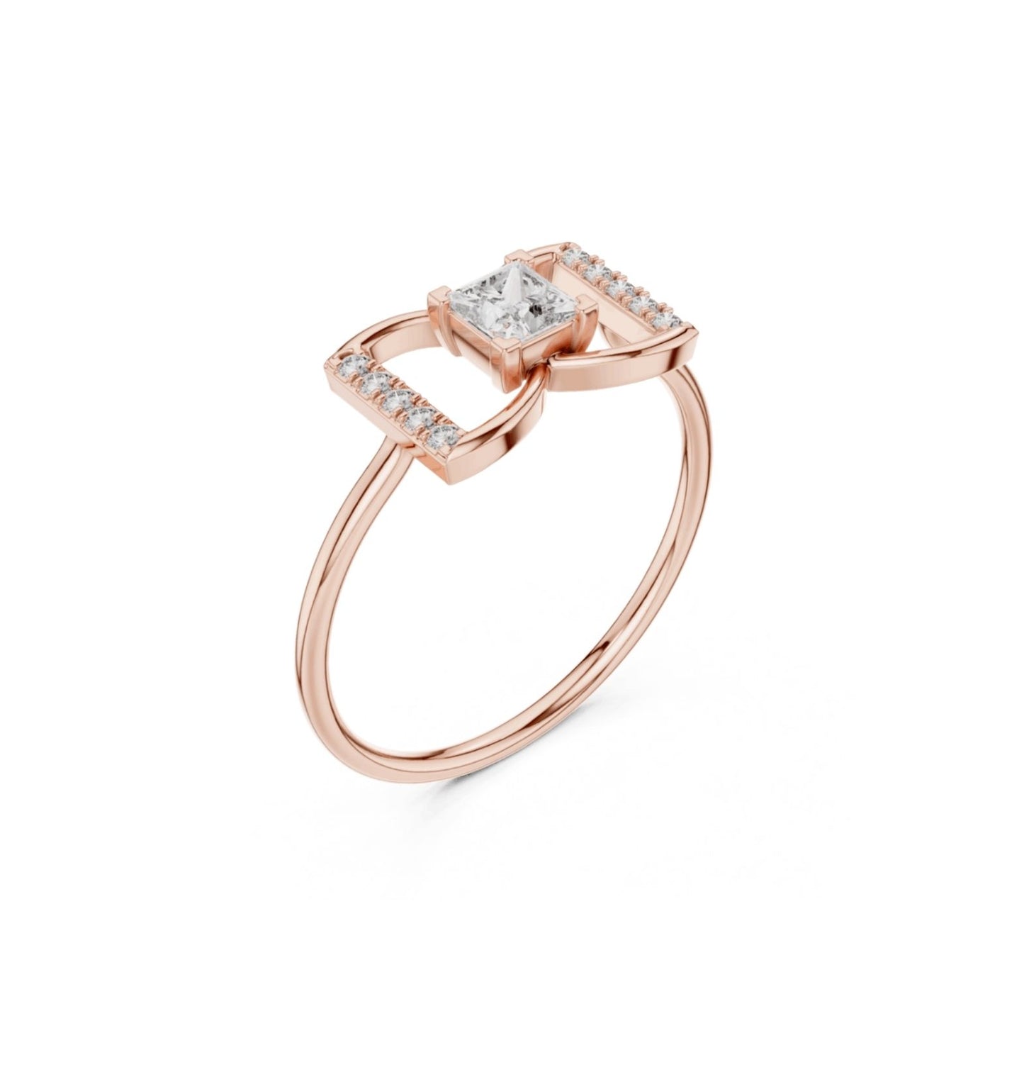 Princess / Round Cut Diamond Yellow Gold 14 K Ring For Wommen |pure carat