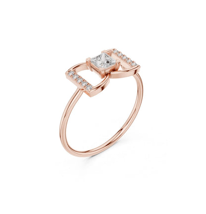 Princess / Round Cut Diamond Yellow Gold 14 K Ring For Wommen |pure carat