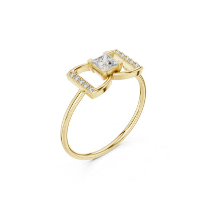 Princess / Round Cut Diamond Yellow Gold 14 K Ring For Wommen |pure carat
