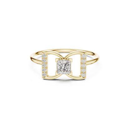 Princess / Round Cut Diamond Yellow Gold 14 K Ring For Wommen |pure carat